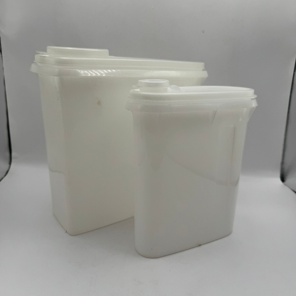 Tupperware Modular Mates Storage Containers Set 2 Sheer White Pour Spout Lids